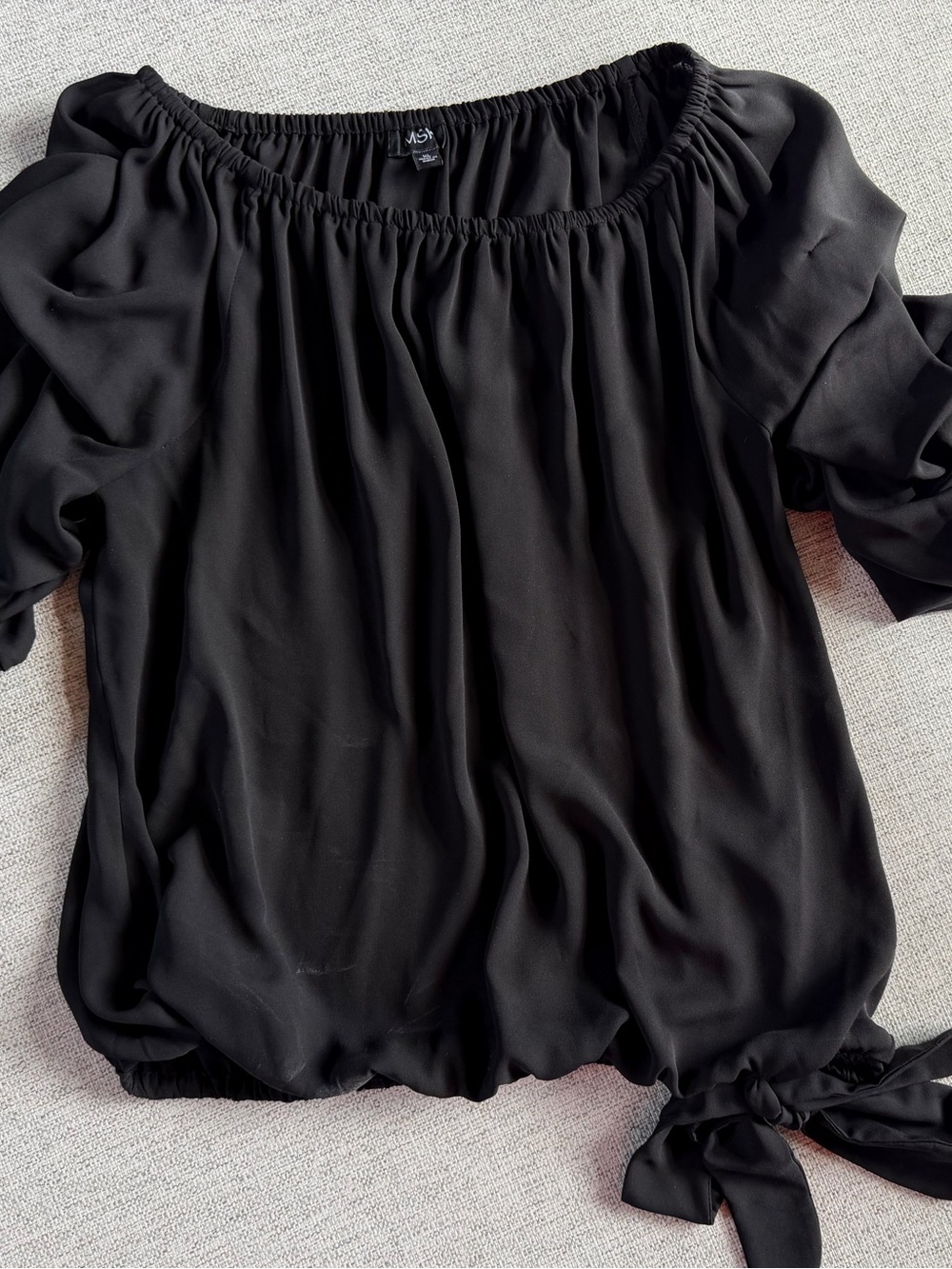 MSK Black Off-Shoulder Blouse with Side Tie
